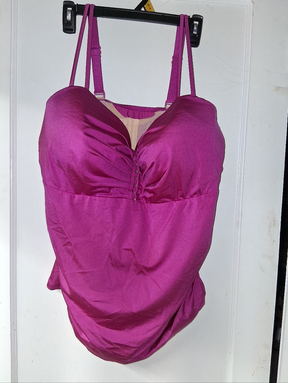 Lane Bryant Magenta Ruched 2 Piece Swimsuit